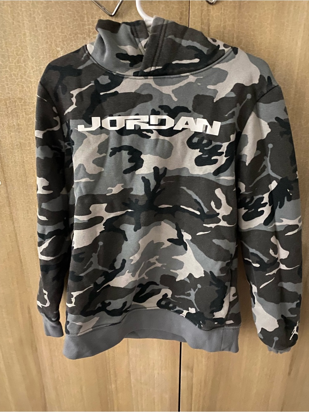 Boy size 6-7 Jordan Gray & Black Camo Pullover Hoodie